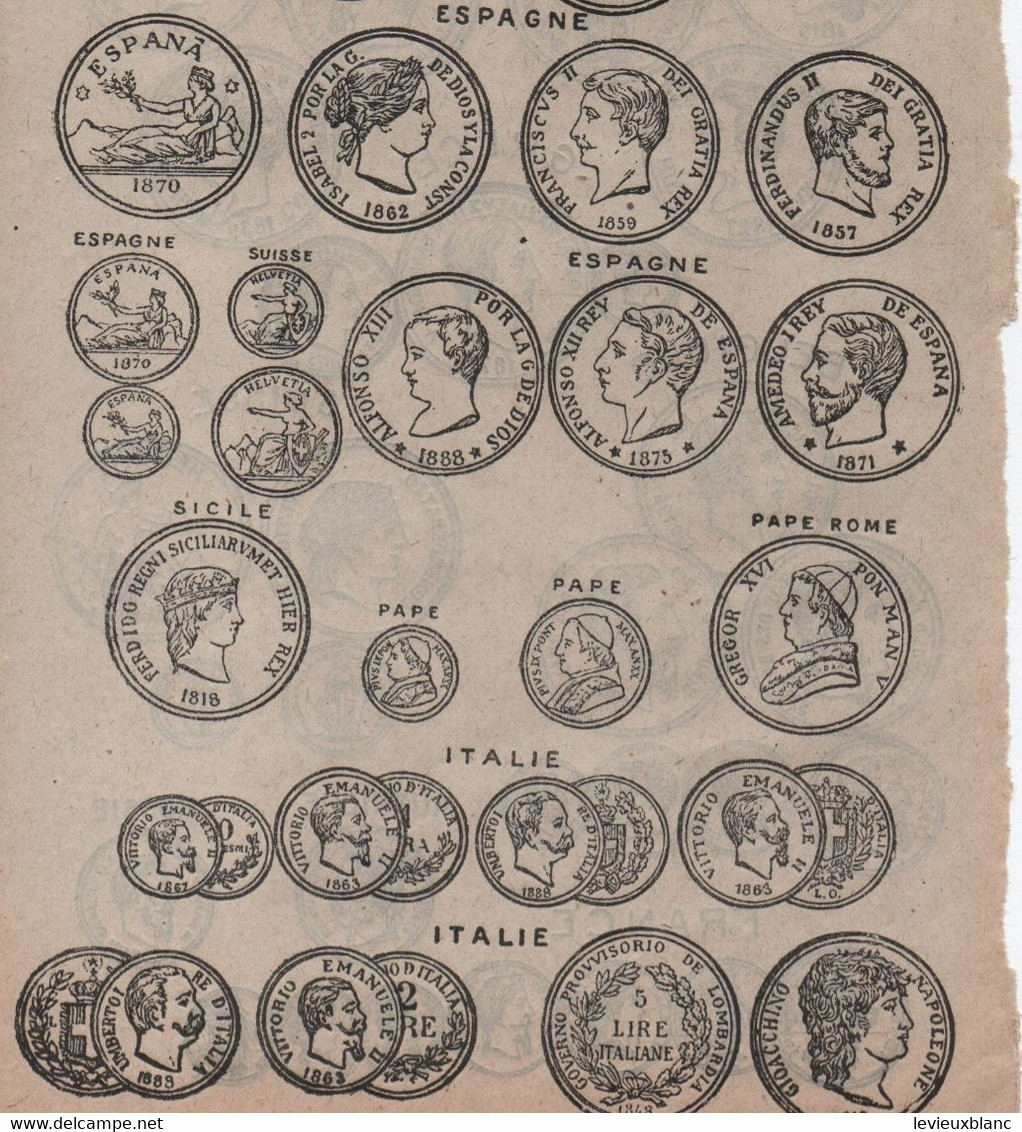 Page D'Agenda De Bureau Ancien/Monnaies D'Or Et D'Argent/Monnaies à Accepter/Monnaies à Refuser/Vers 1880-1890   BILL213 - Francés