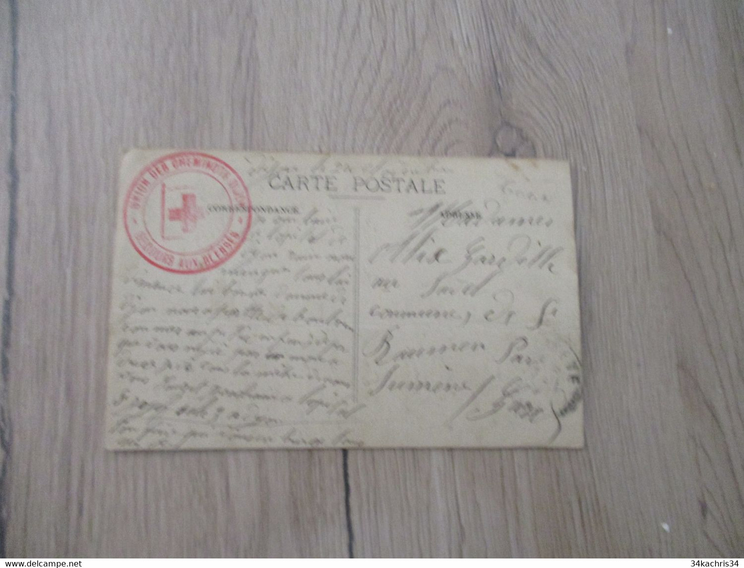 Sur CPA Fixin Cachet Militaire Rouge Union Des Cheminots Dijon Croix Rouge Secours Aux Blessés - WW I