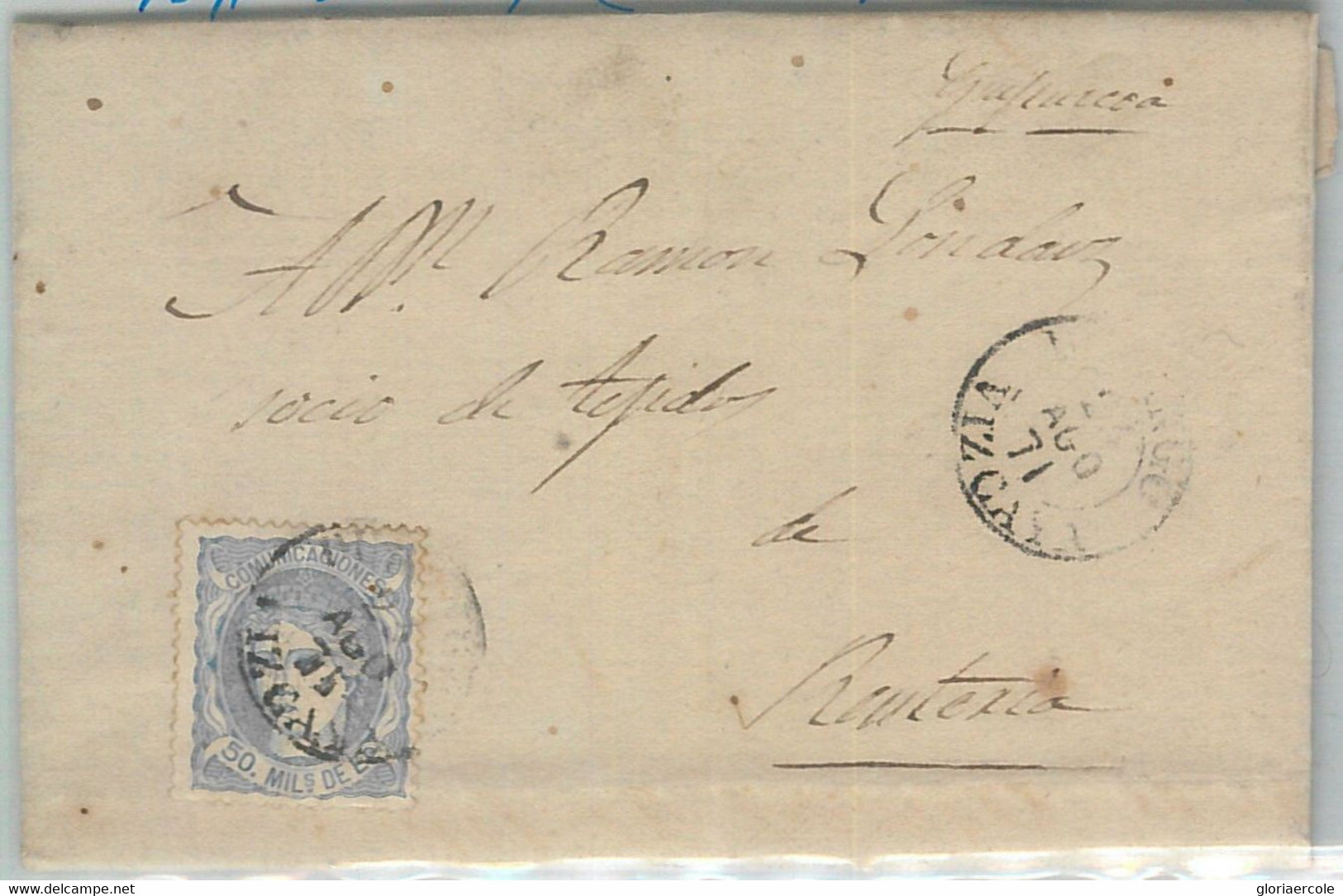 77603 - SPAIN - POSTAL HISTORY - COVER From DURANGO Vizcaya 1871 - Covers & Documents