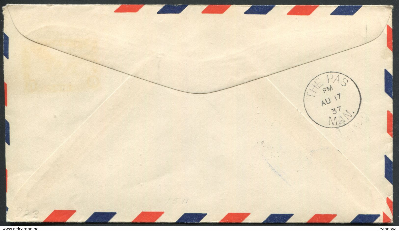 CANADA - PA N° 5 / 1er. VOL RHERB LAKE-THE PAS LE 17/8/1937 ( MULLER N° 301a ) - SUP - First Flight Covers