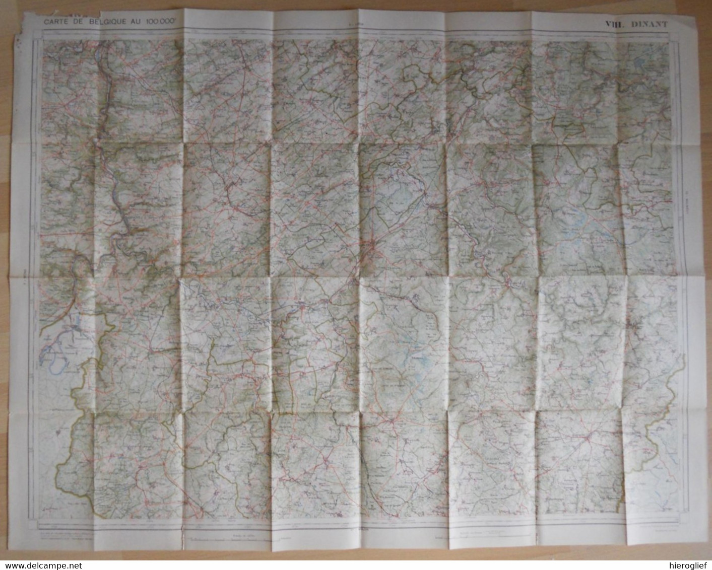 Carte De BELGIQUE Nr 8 DINANT Institut Cartographique Militaire Impression Litho 1933 Bastogne Houfalize La Roche Nadrin - Cartes Topographiques