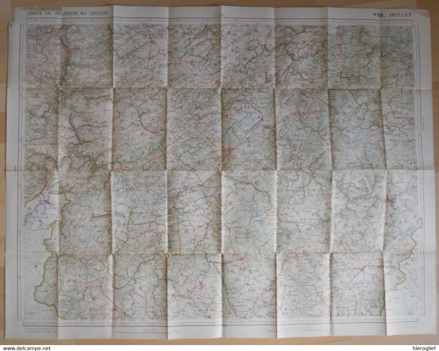 Carte De BELGIQUE Nr 8 DINANT Institut Cartographique Militaire Impression Litho 1933 Bastogne Houfalize La Roche Nadrin - Topographical Maps