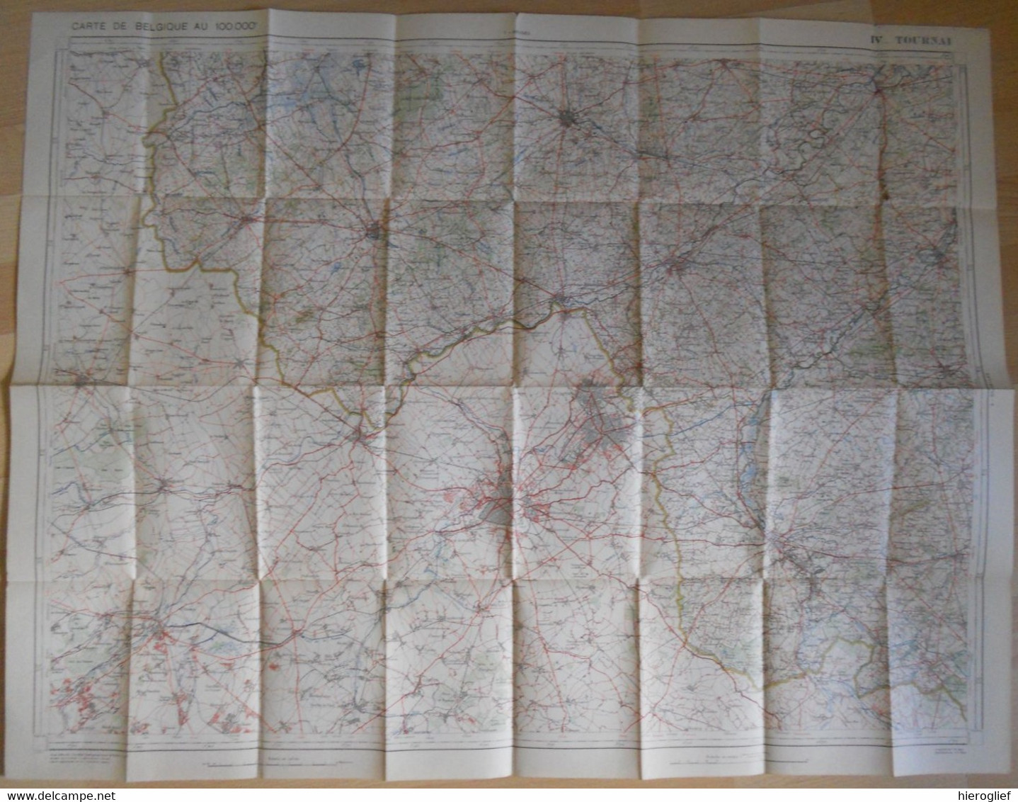 Carte De BELGIQUE Nr 4 TOURNAI Institut Cartographique Militaire Impression Litho 1933 Roeselare Kortrijk Lille Ieper - Topographische Karten