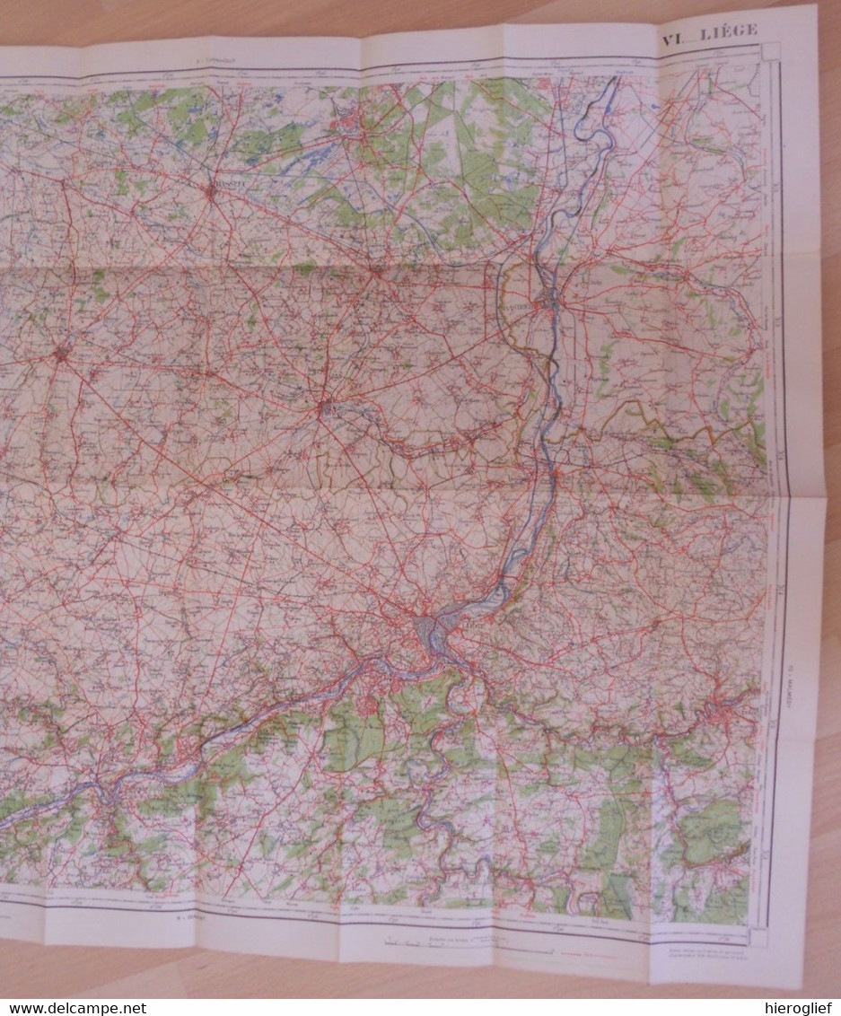 Carte De BELGIQUE Nr 6 LIEGE Institut Cartographique Militaire Impression Litho 1933 Maastricht Hasselt Tongeren Tienen - Topographische Karten