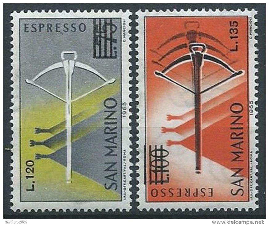 1965 SAN MARINO ESPRESSI BALESTRA 2 VALORI MNH ** - ED - Express Letter Stamps