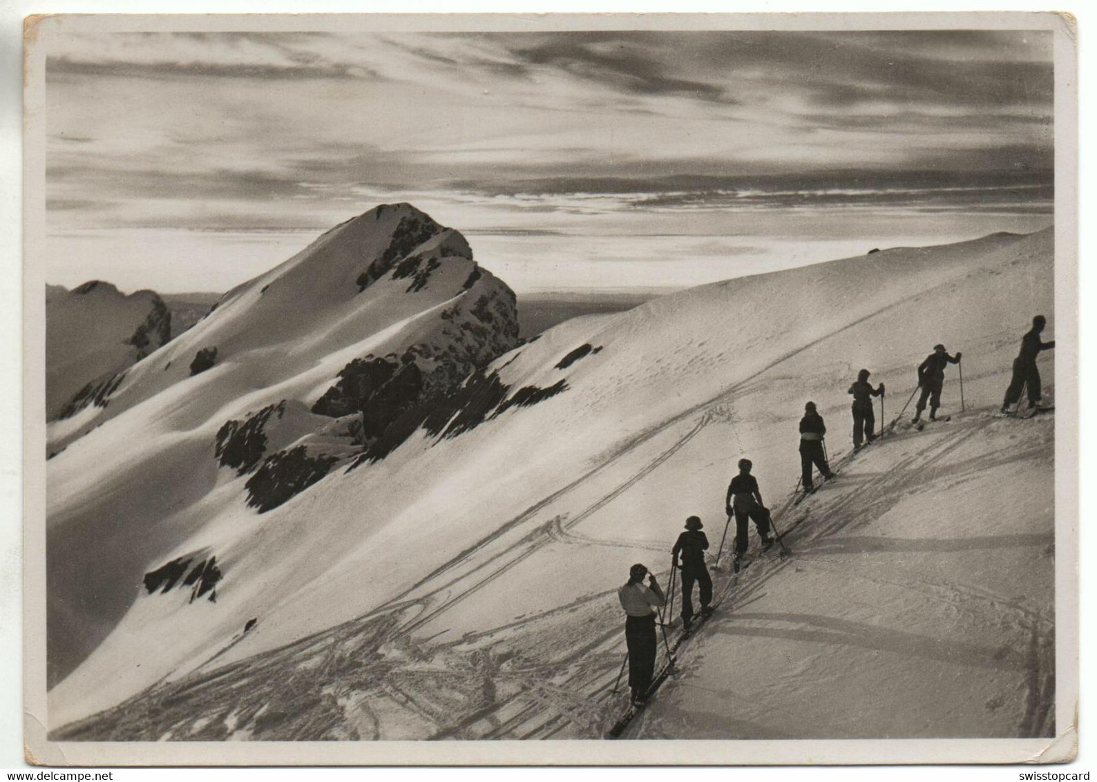 SÄNTISGEBIET Skigebiet Touren-Ski-Läufer Gel. 1946 V. Teufen Signiert. Prof. Buser Töchter-Institut - Teufen