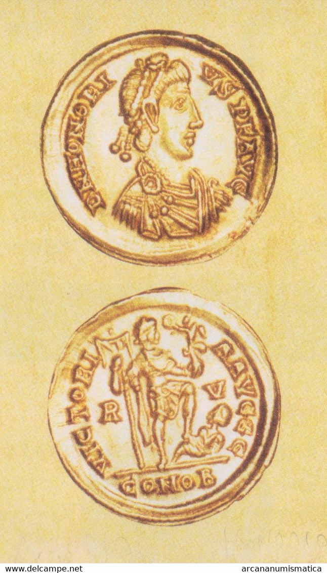 BAJO IMPERIO ROMANO (284-476) HONORIO(384-423) SÓLIDO ORO RÁVENA RÉPLICA   DL-12.774 -  Prove & Riconi