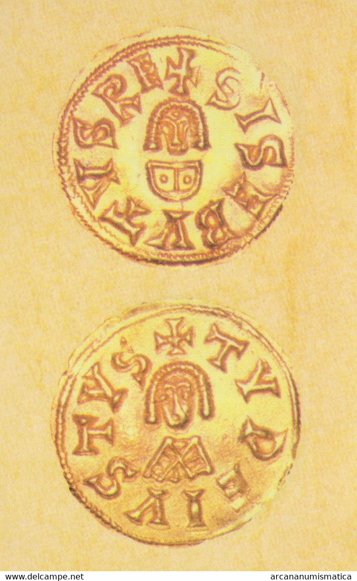 REINO VISIGODO (415-711) SISEBUTO(612-621) TREMIS(TRIENTE) CECA TUY(TUDE) ORO RÉPLICA  DL-12.775 -  Ensayos Y Reacuñaciones