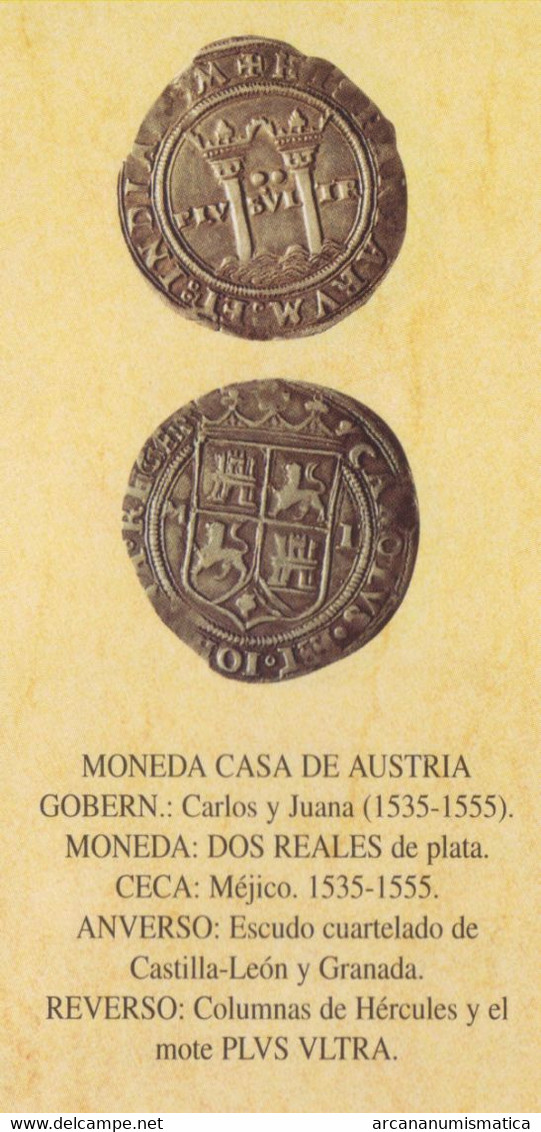 CARLOS I Y JUANA (1.535-1.555) 2 REALES-PLATA Ceca,MÉXICO RÉPLICA  DL-12.785 -  Proeven En Herslagen