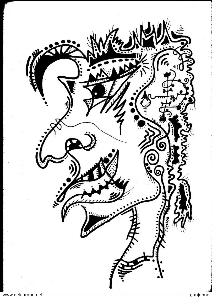 Tableau Dessin Diable Satan Démon Asmodée Caricature Satanisme Outsider Art Brut Peculiar Singulier Tatoo Tribal - Dessins