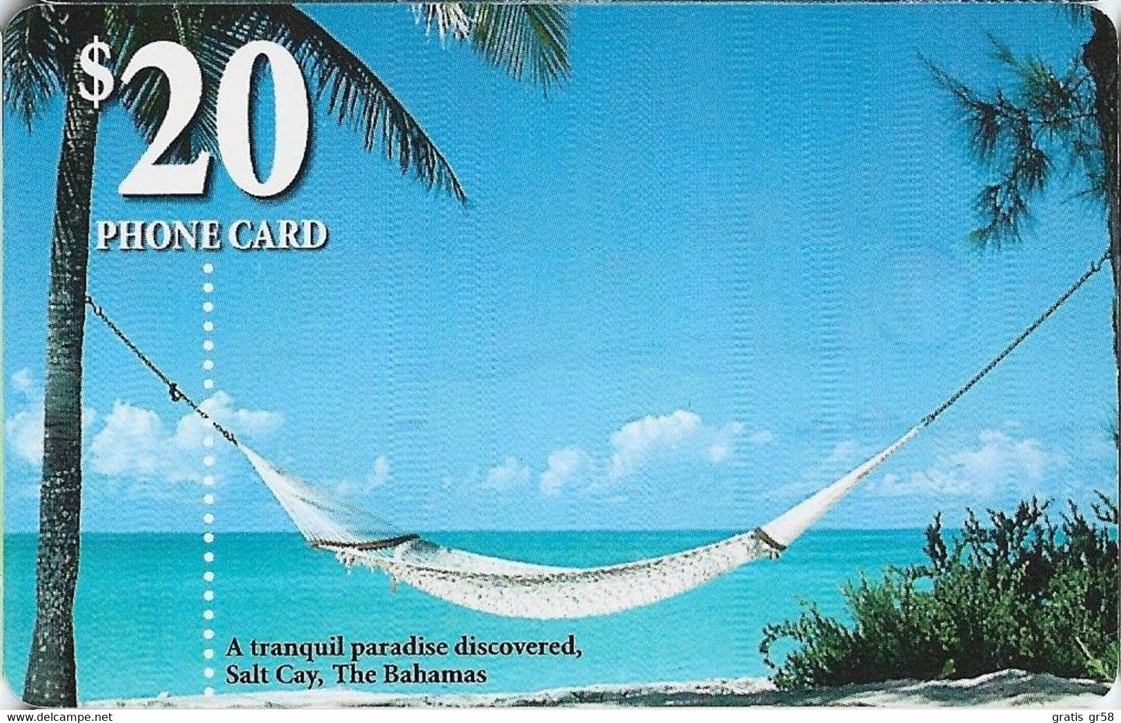 Bahamas - BS-BAT-0007, A Tranquil Paradise Discovered, Salt Cay, 20$, Used - Bahama's