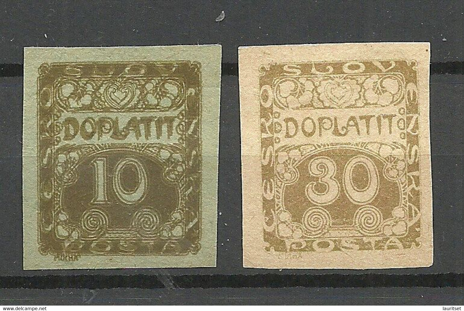 TSCHECHOSLOWAKEI Czechoslovakia 1919 Michel 2 & 6 Portomarken Postage Due Proofs Essays * - Plaatfouten En Curiosa