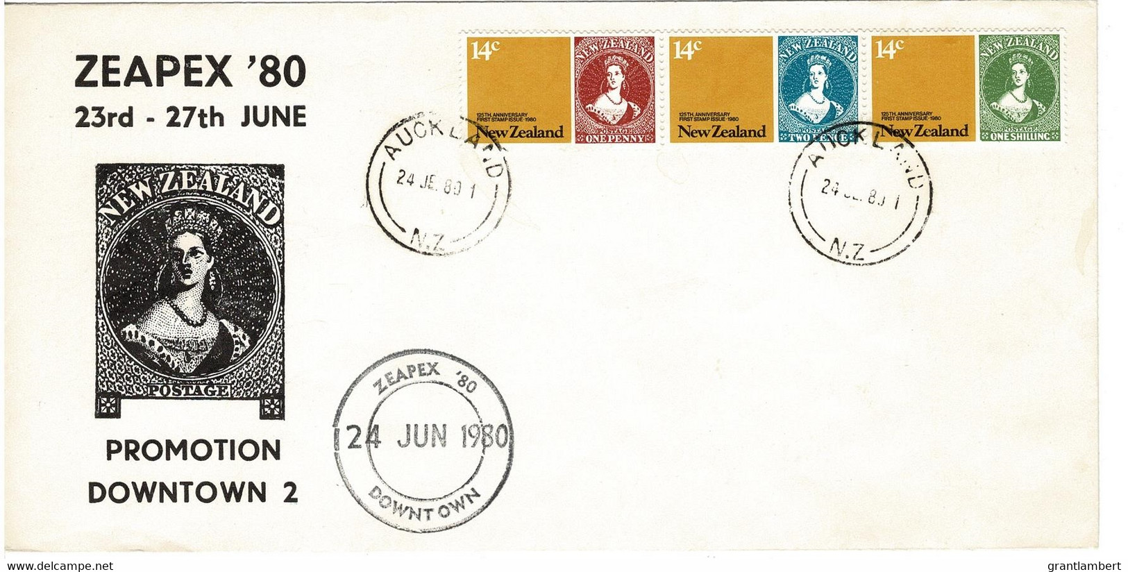 New Zealand 1980 ZEAPEX'80 125 Years Of NZ Stamps Downtown 2 Promotional Cover - Brieven En Documenten