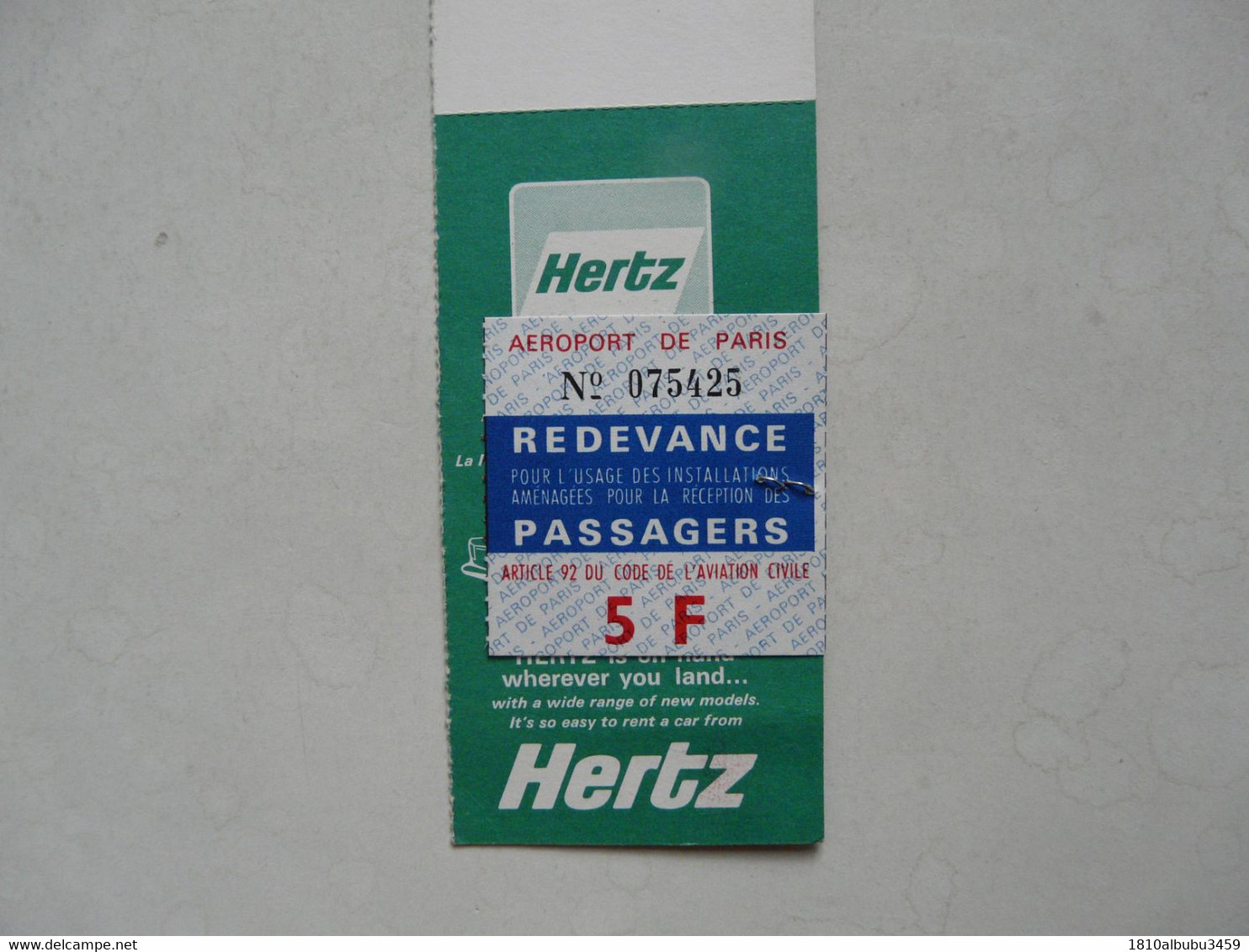 VIEUX PAPIERS - REDEVANCE PSSAGERS - AIR FRANCE - HERTZ - Welt