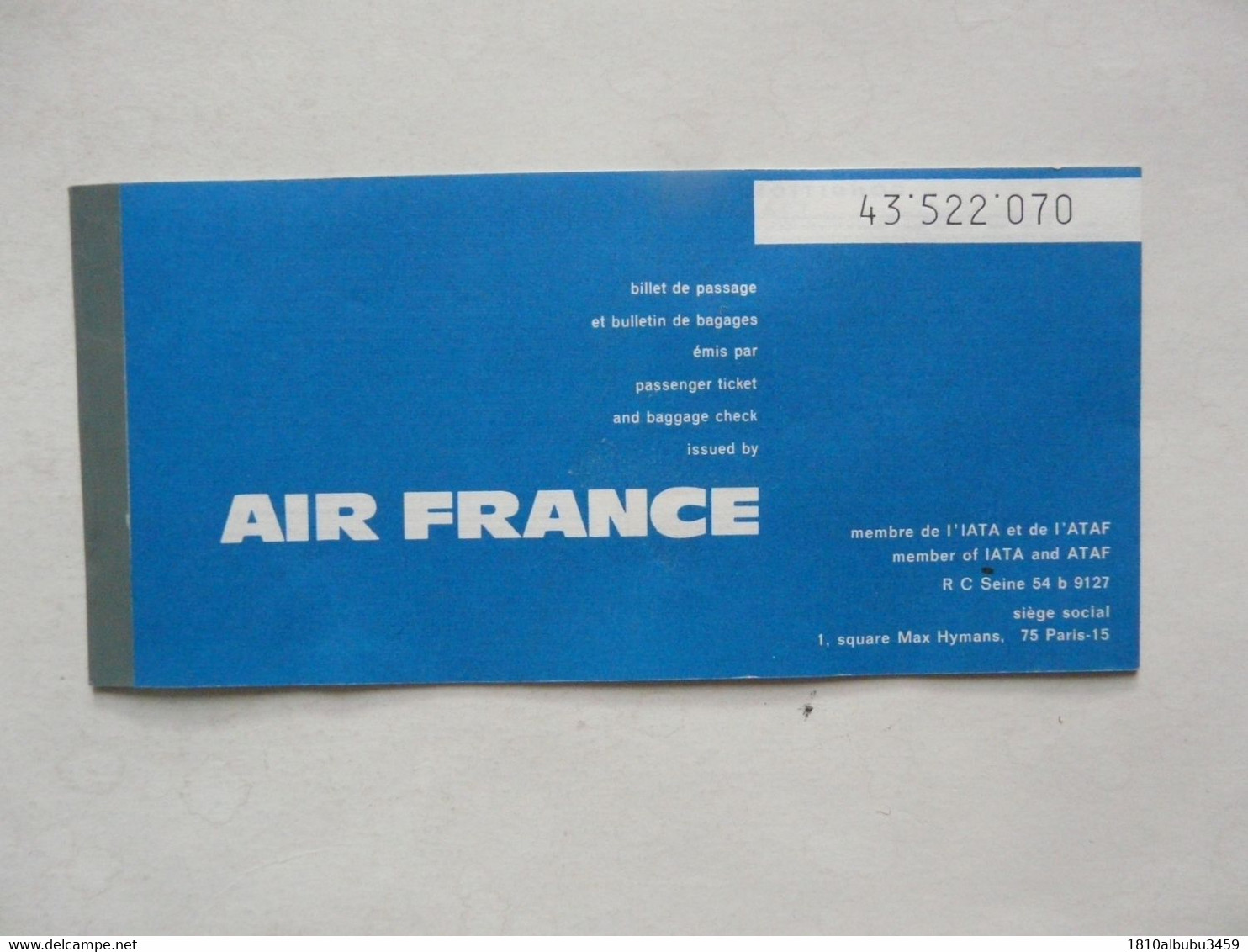 VIEUX PAPIERS - BILLET DE PASSAGE AIR FRANCE - TOTAL - Wereld