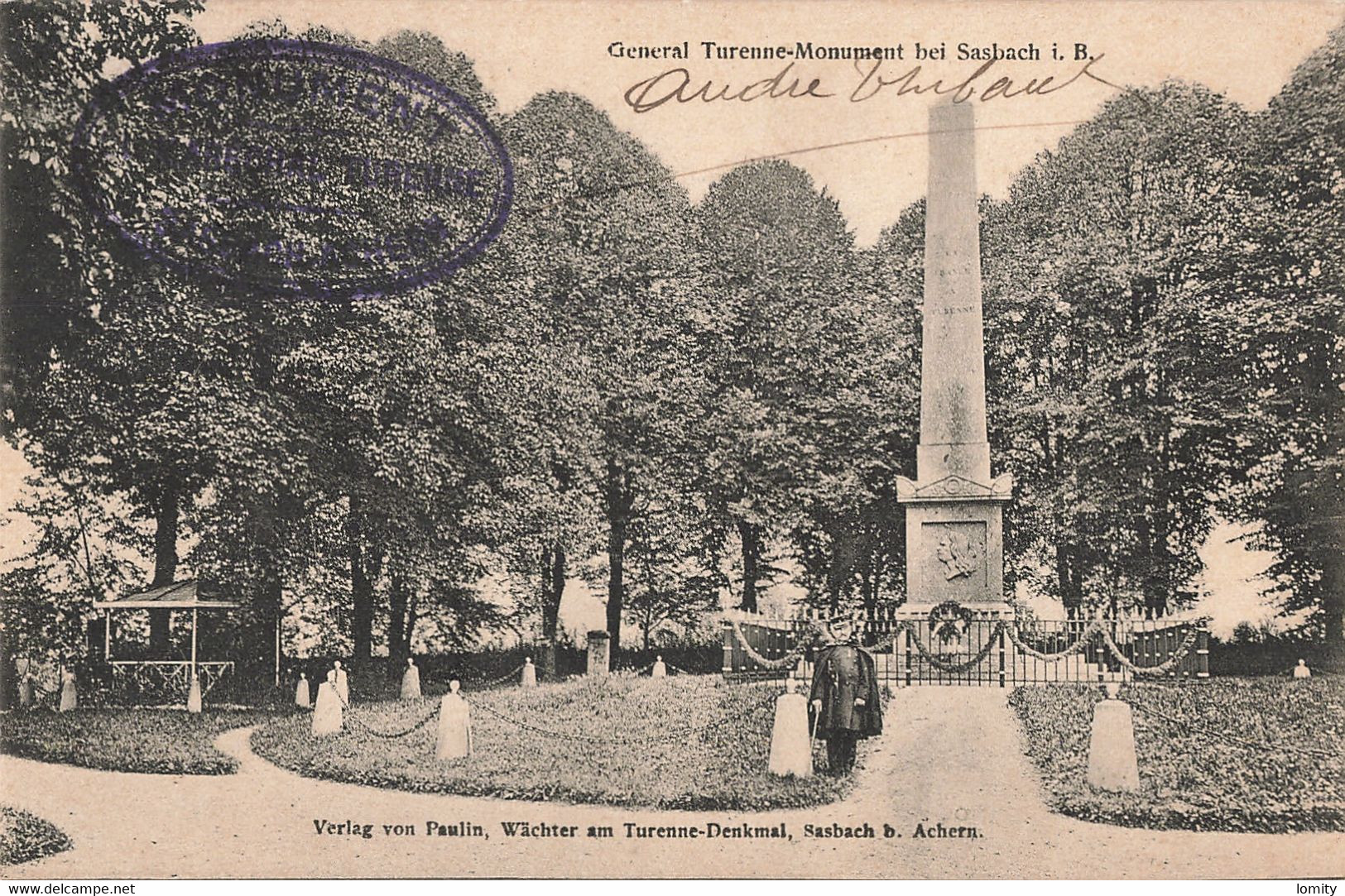 Allemagne Sasbach Monument Général Turenne Cpa + Timbre Reich - Sasbach