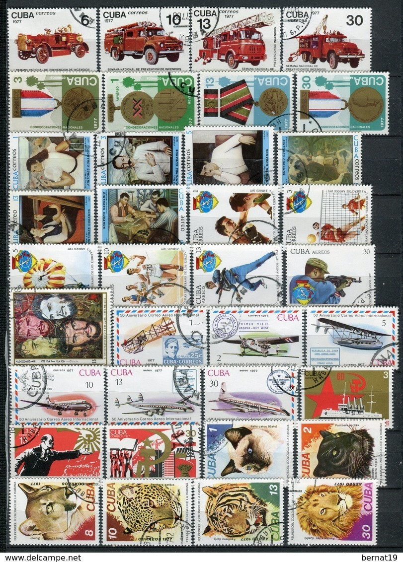 Cuba 1977 Completo Sin Hojas Bloque Usado. - Volledig Jaar