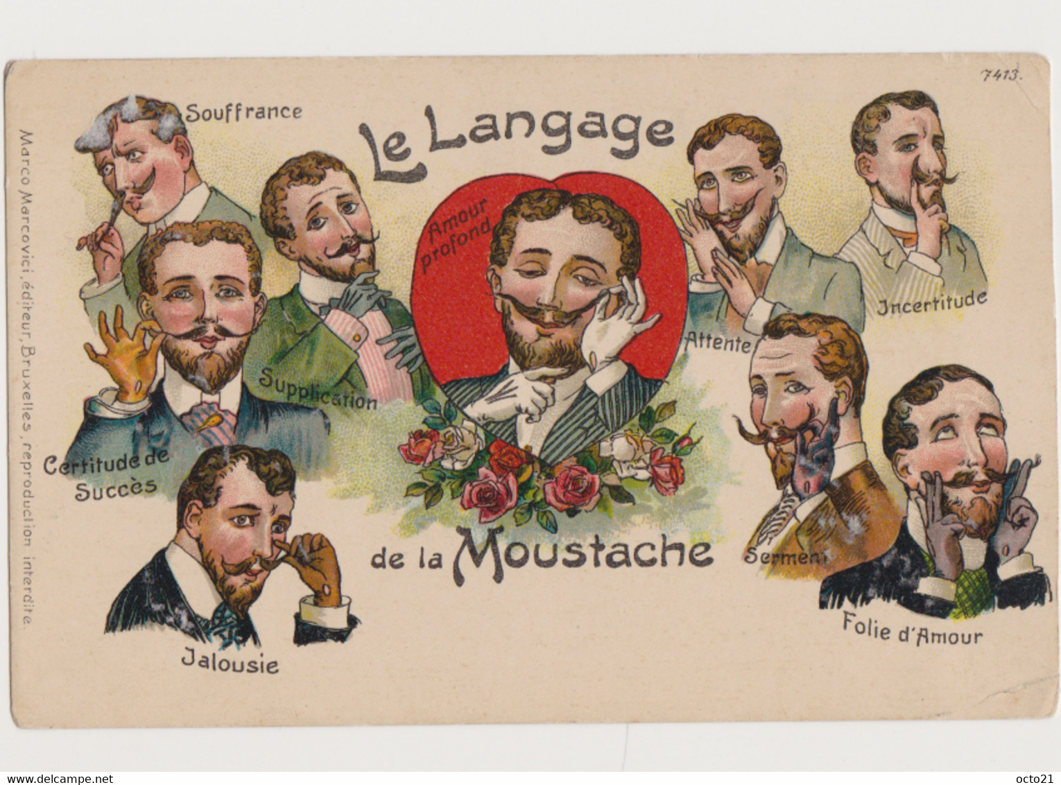 Cpa Fantaisie  /Le Langage De La Moustache - Männer