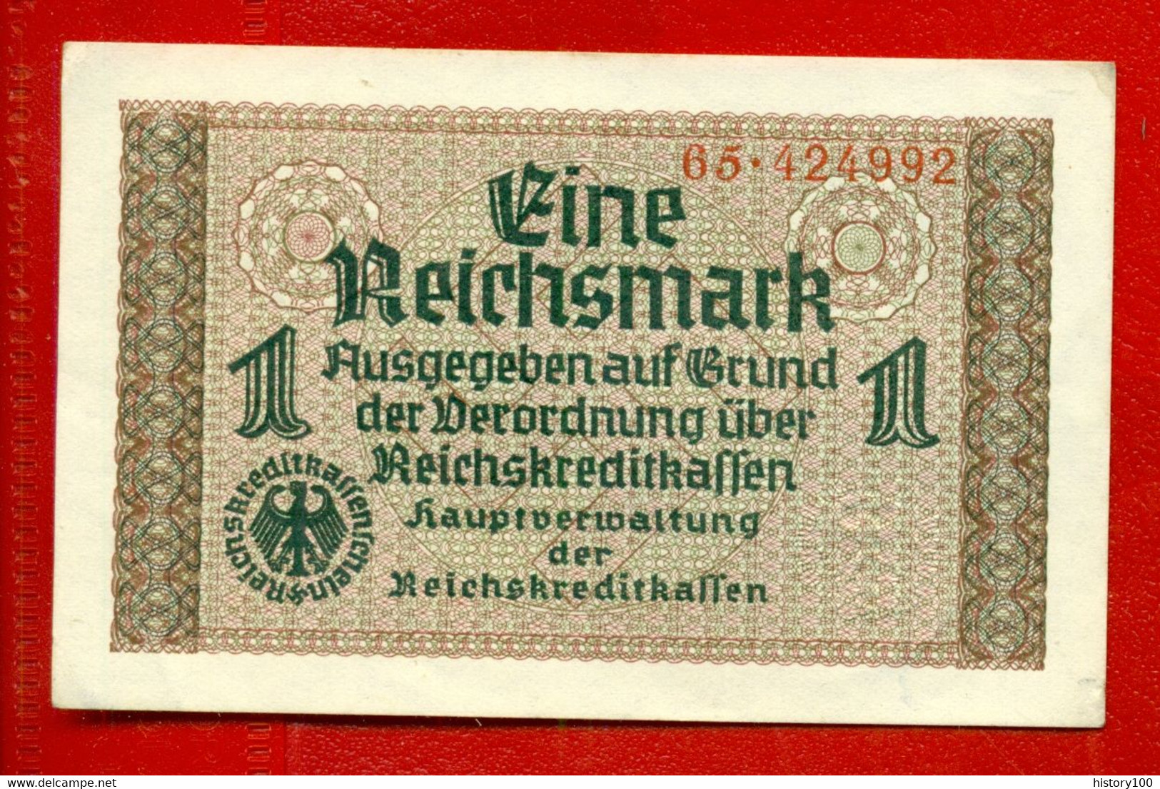 GERMANY LATVIA OCCUPIED TERRITORIES WWll 1 REICHSMARK 1940-45 P R136a AUNC 300 - 2. WK