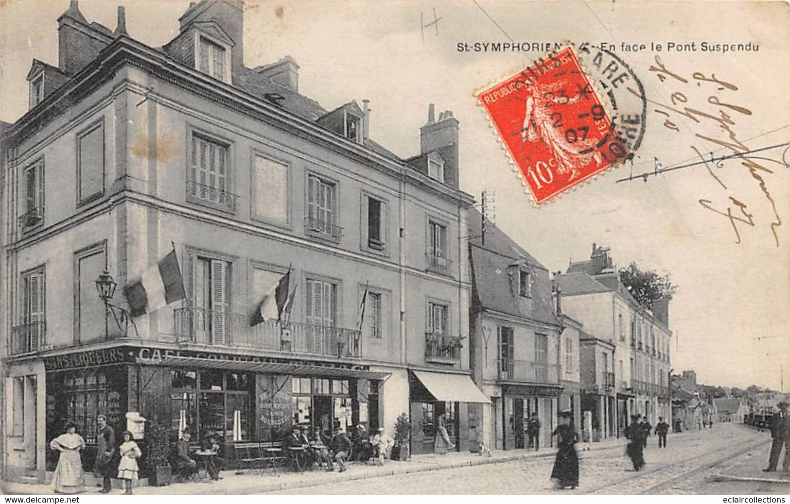 Saint-Symphorien          37         Café Et Rue, Face Au Pont Suspendu      (voir Scan) - Other & Unclassified
