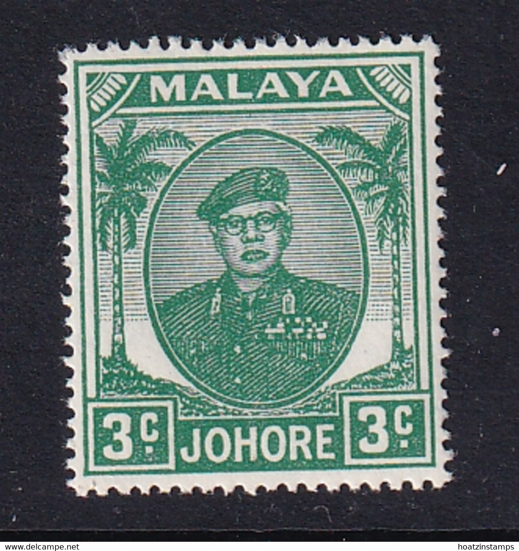 Malaya - Johore: 1949/55   Sultan Ibrahim    SG135    3c   Green   MH - Johore