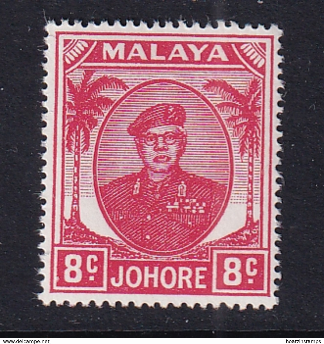 Malaya - Johore: 1949/55   Sultan Ibrahim    SG138    8c  Scarlet   MH - Johore