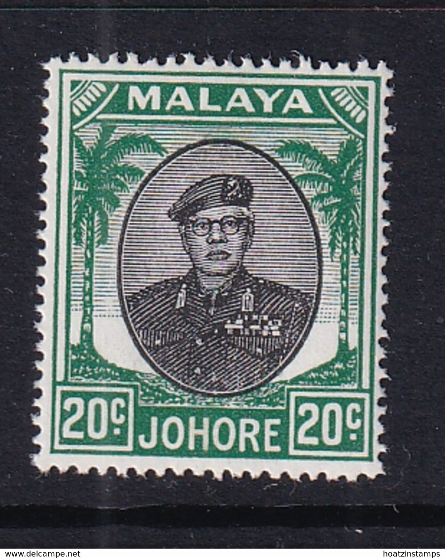 Malaya - Johore: 1949/55   Sultan Ibrahim    SG141    20c   Black & Green  MH - Johore