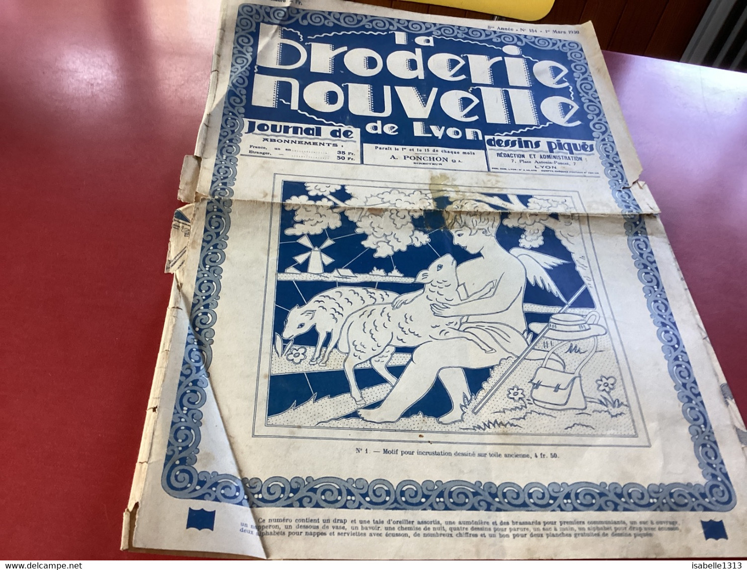 Patron La Broderie  Nouvelle 1er Mars 1930 En L état - Patrones