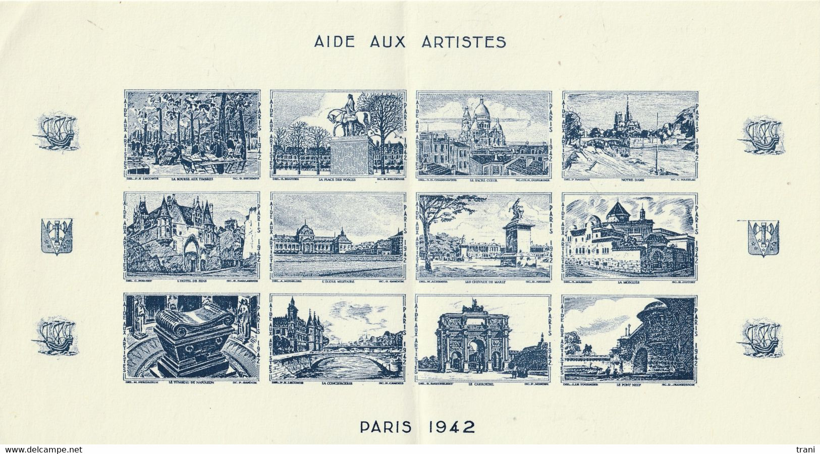 AIDE AUX ARTISTES - PARIS 1942 - Blocs & Carnets