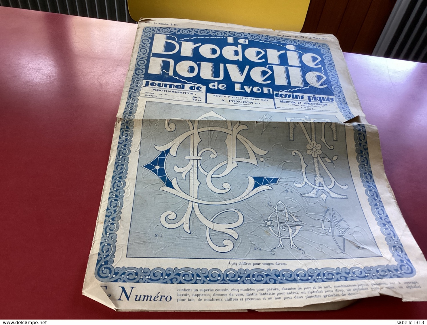 La Broderie Nouvelles De Lyon Journal De Dessin Piqué EN L ÉTAT - Patrones