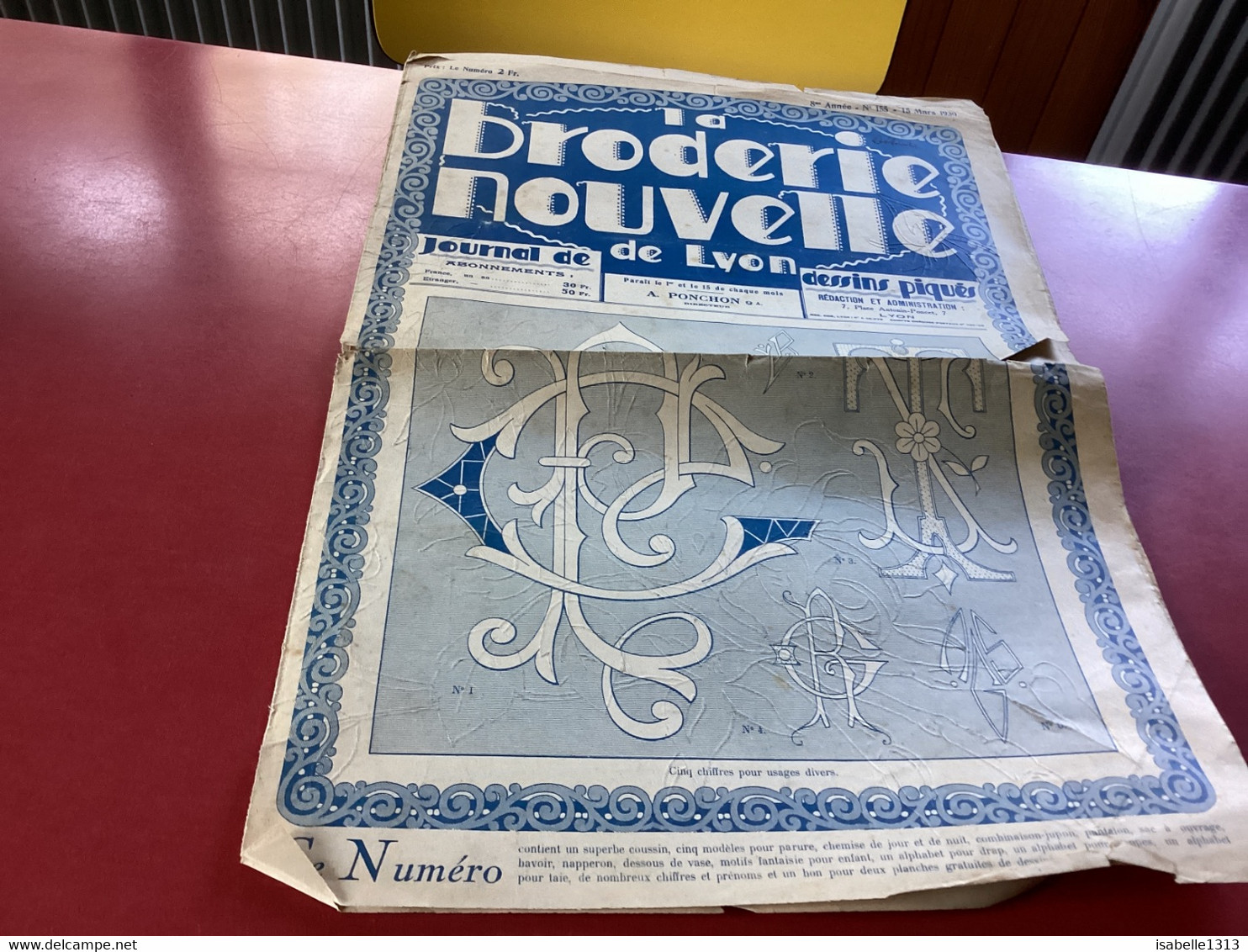 La Broderie Nouvelles De Lyon Journal De Dessin Piqué EN L ÉTAT - Schnittmuster