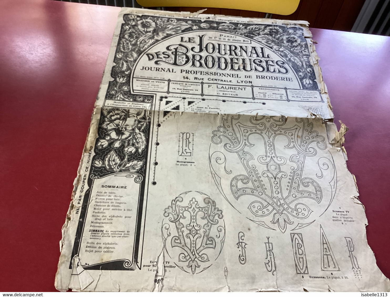 Le Journal Des Brodeuse Journal Professionnel De Broderie Lyon 1928 En L’état - Schnittmuster