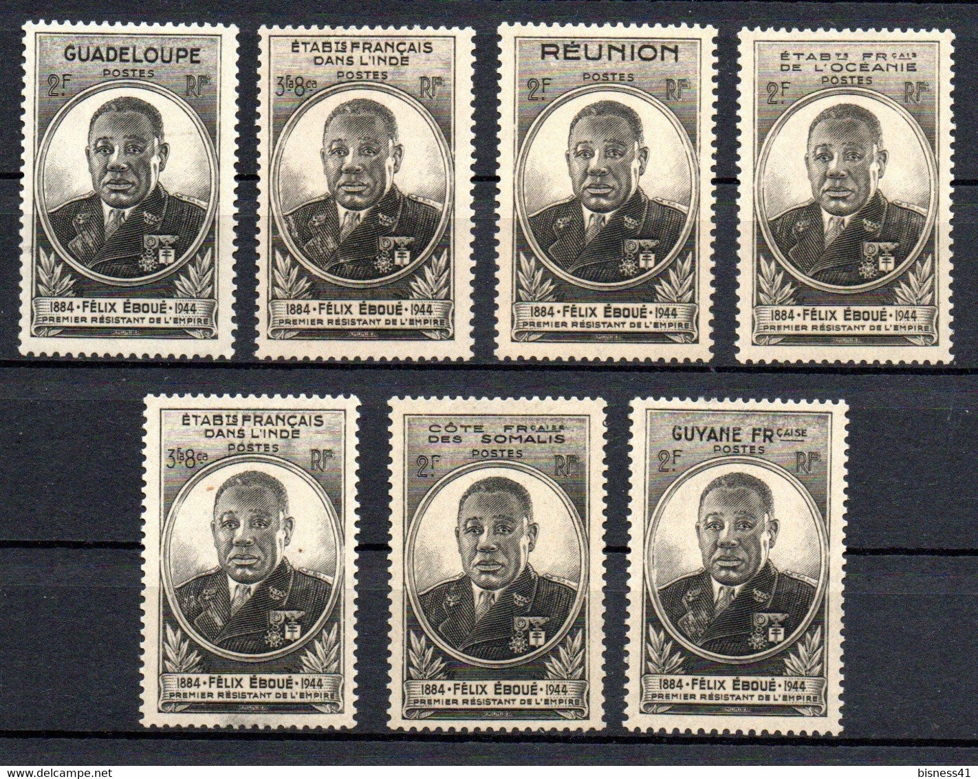 Col23 Serie Coloniale Eboué Neuf  X MH Cote 6,50 Euro - 1945 Gouverneur-Général Félix Éboué