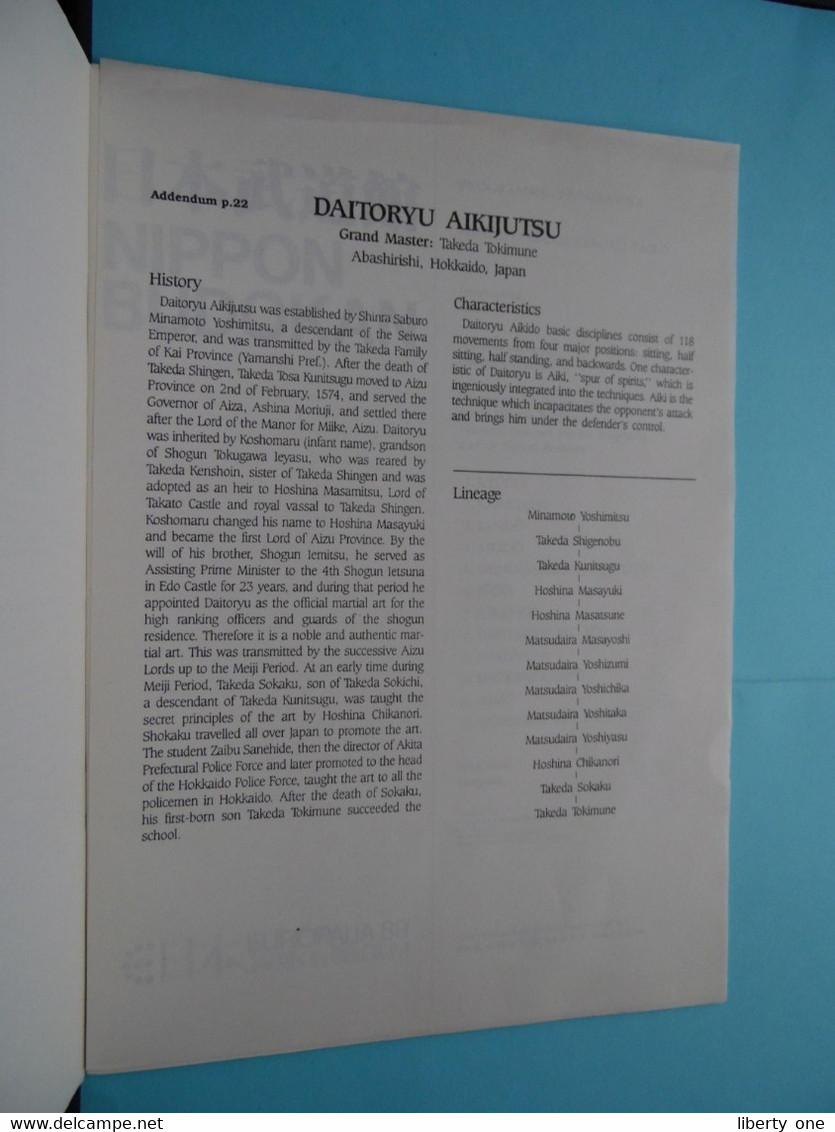 NIPPON BUDOKAN ( O Edo Sukeroku Taiko ) Europalia 89 - JAPAN In Belgium ( Format A4 + Addendum ) See Scans ! - Programas