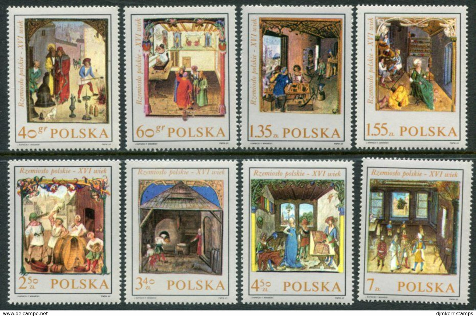 POLAND 1969 Trades In 16th Century Paintings MNH / **.  Michel 1963-70 - Ungebraucht