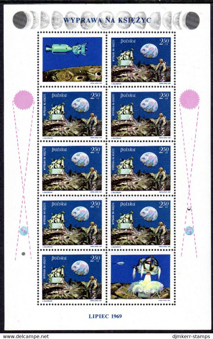 POLAND 1969 First Manned Moon Landing Sheetlet MNH / **  Michel 1940 - Ungebraucht