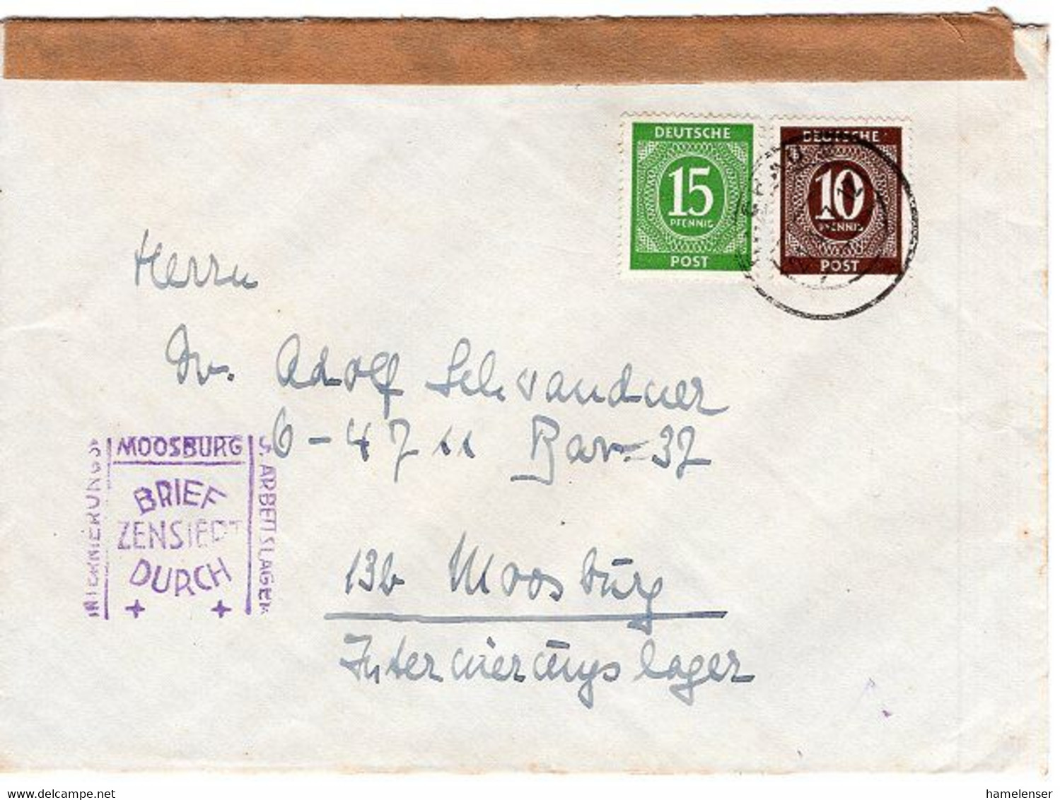 49541 - Deutschland / All.Bes. - 1947 - Bf. DACHAU -> Internierungslager Moosburg, M. Lagerzensur! - Andere & Zonder Classificatie