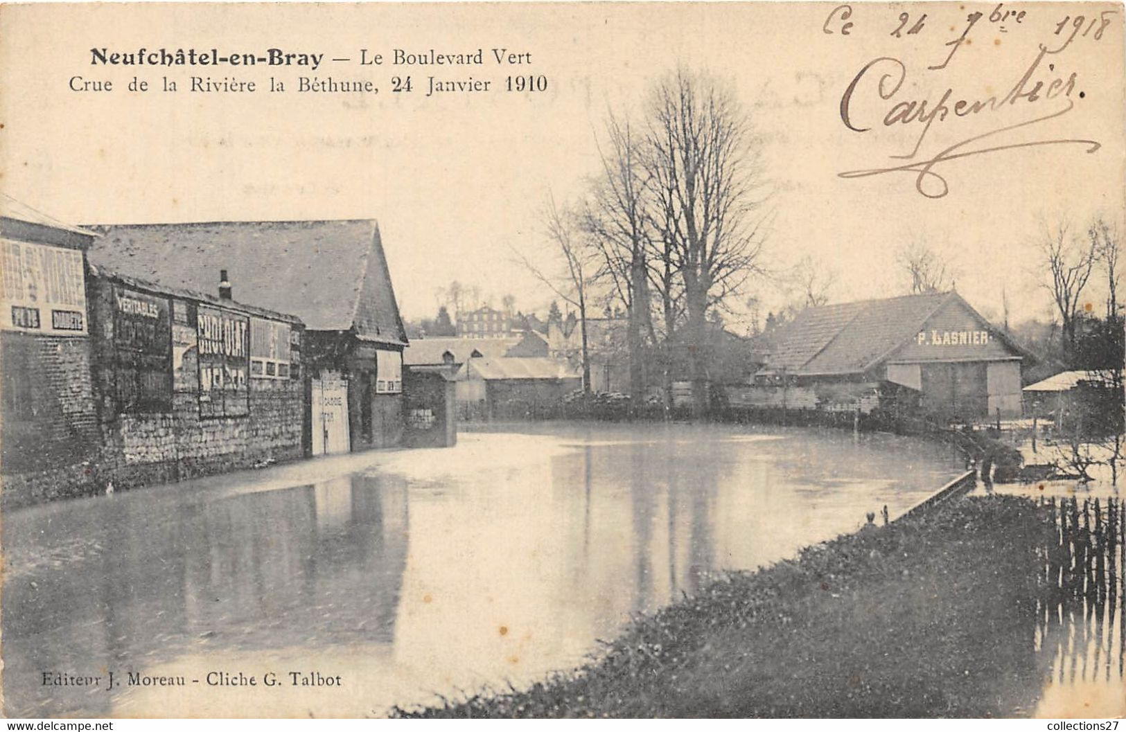 76-NEUFCHATEL-EN-BRAY- LE BOULEVARD VERT CRUE DE LA RIVIÈRE,  LA BETHUNE 24 JANVIER 1910 - Neufchâtel En Bray