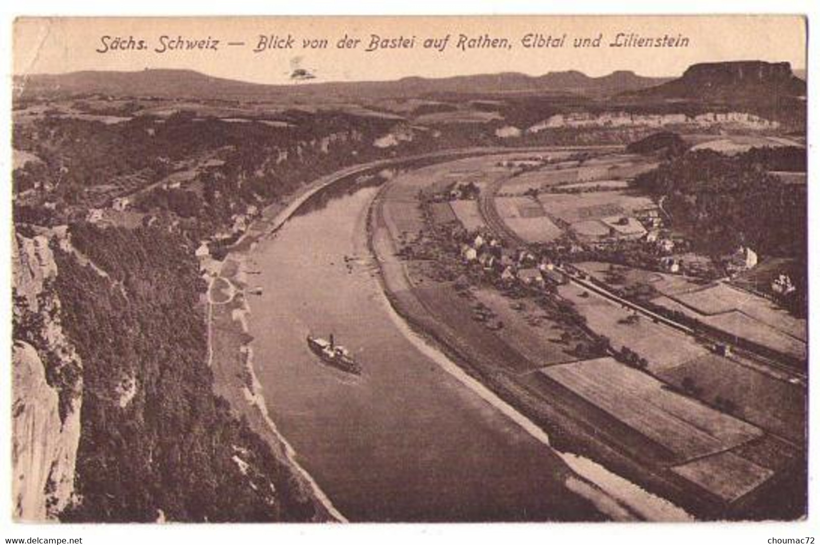 (Saxe) 016, Sächsische Schweiz, Blick Von Der Bastei Auf Rathen, Elbtal Und Lilienstein - Bastei (sächs. Schweiz)