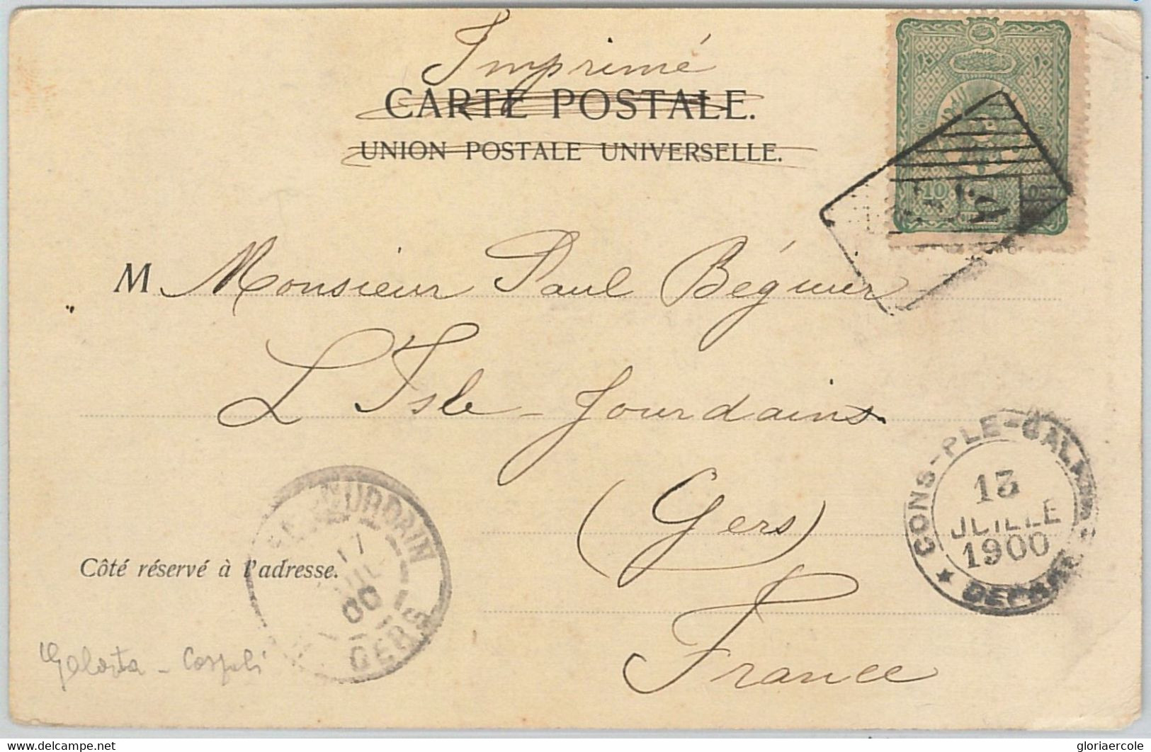 58465 -  TURKEY - POSTAL HISTORY: POSTCARD From CONTANTINOPLE To FRANCE 1900 - Covers & Documents