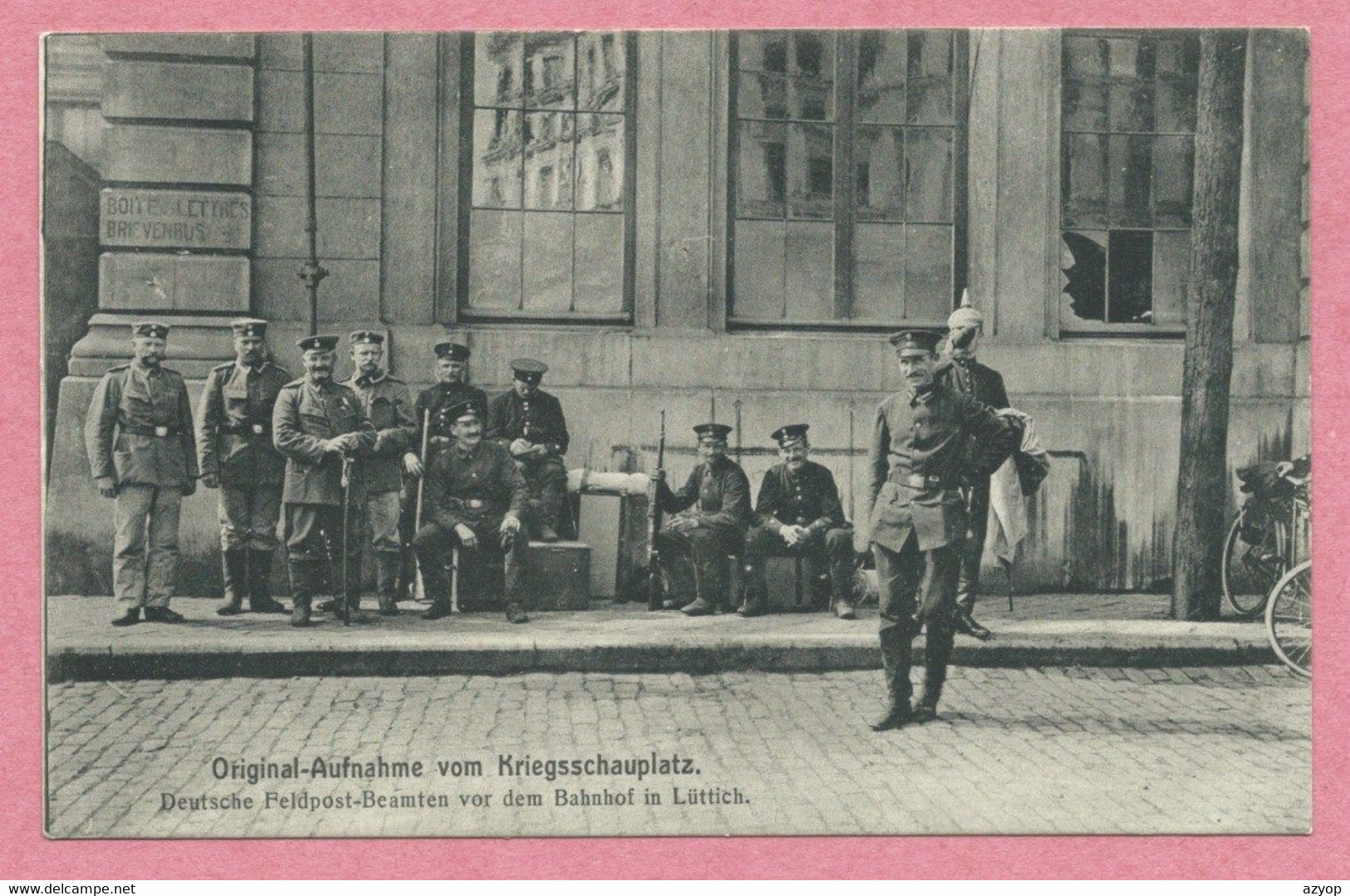 Belgique - LÜTTICH - LIEGE - Kriegsschauplatz - Deutsche Feldpost-Beamten Vor Dem Bahnhof In Lüttich - Guerre 14/18 - Luik