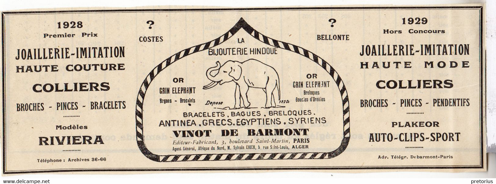 RARE PUB SUR PAPIER - 1907 - VINOT DE BARMONT - JOAILLERIE IMITATION - LA BIJOUTERIE INDOUE - RIVIERA - PARIS - VINTAGE - Colliers/Chaînes