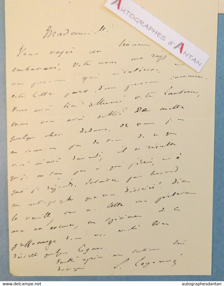 L.A.S 1892 Ernest LEGOUVE écrivain Poète à Elisa HUET (?) - Seine Port (Seine Et Marne) - Lettre Autographe - Schriftsteller