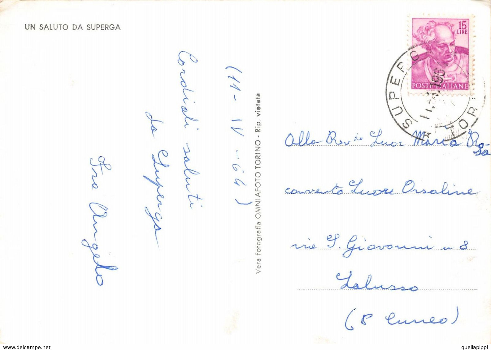 013308 "TORINO - BASILICA DI SUPERGA - N.S. DELLE GRAZIE" EFFIGE, BASILICA. CART SPED 1964 - Churches