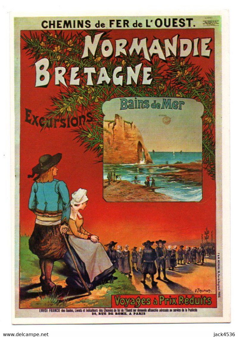 Reproduction D' Affiche - Tourisme - Edition MIC MAX - Chemin De Fer De L' Ouest NORMANDIE BRETAGNE - - Publicité