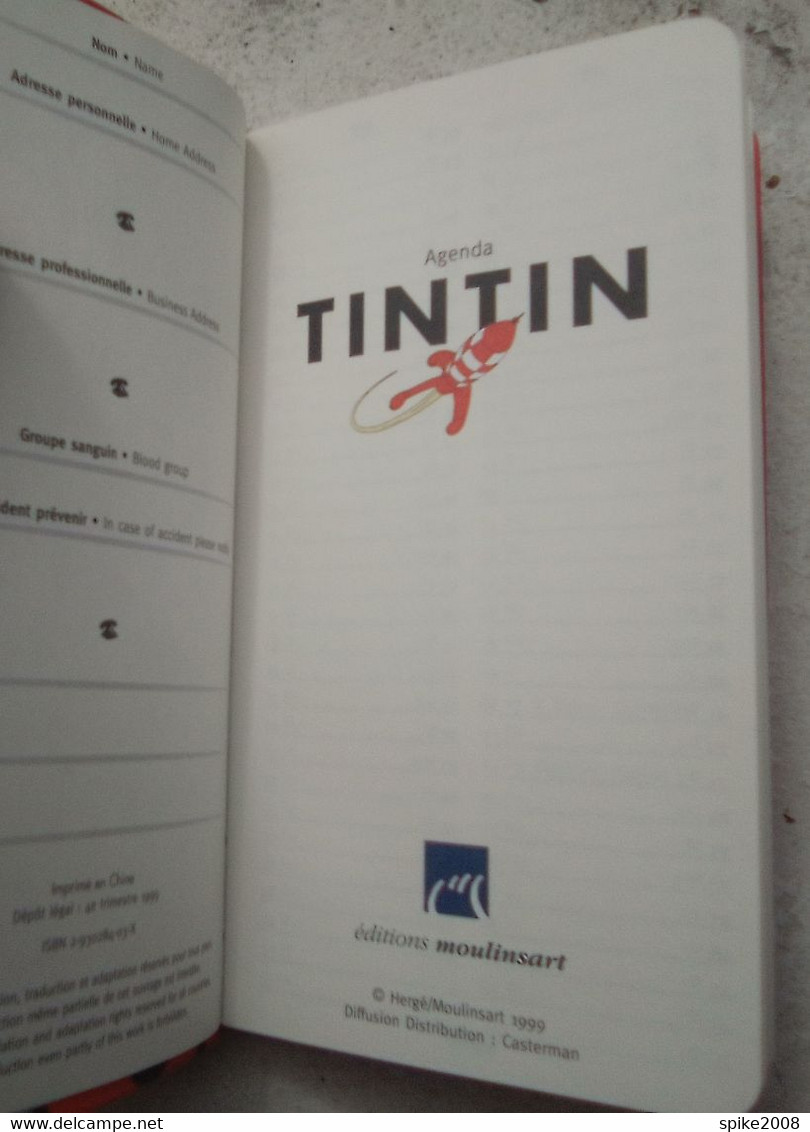 Collector TINTIN AGENDA 2000 Lune HERGE - Agendas & Calendarios