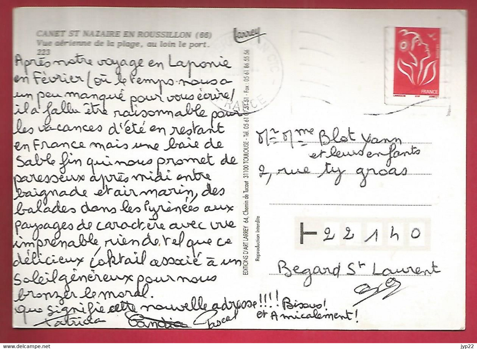 CP 66 Canet Saint Nazaire En Roussillon Vue Aérienne De La Plage Et Le Port - CAD 2005 ? Pour Y Blot Bégard St Laurent - Canet En Roussillon