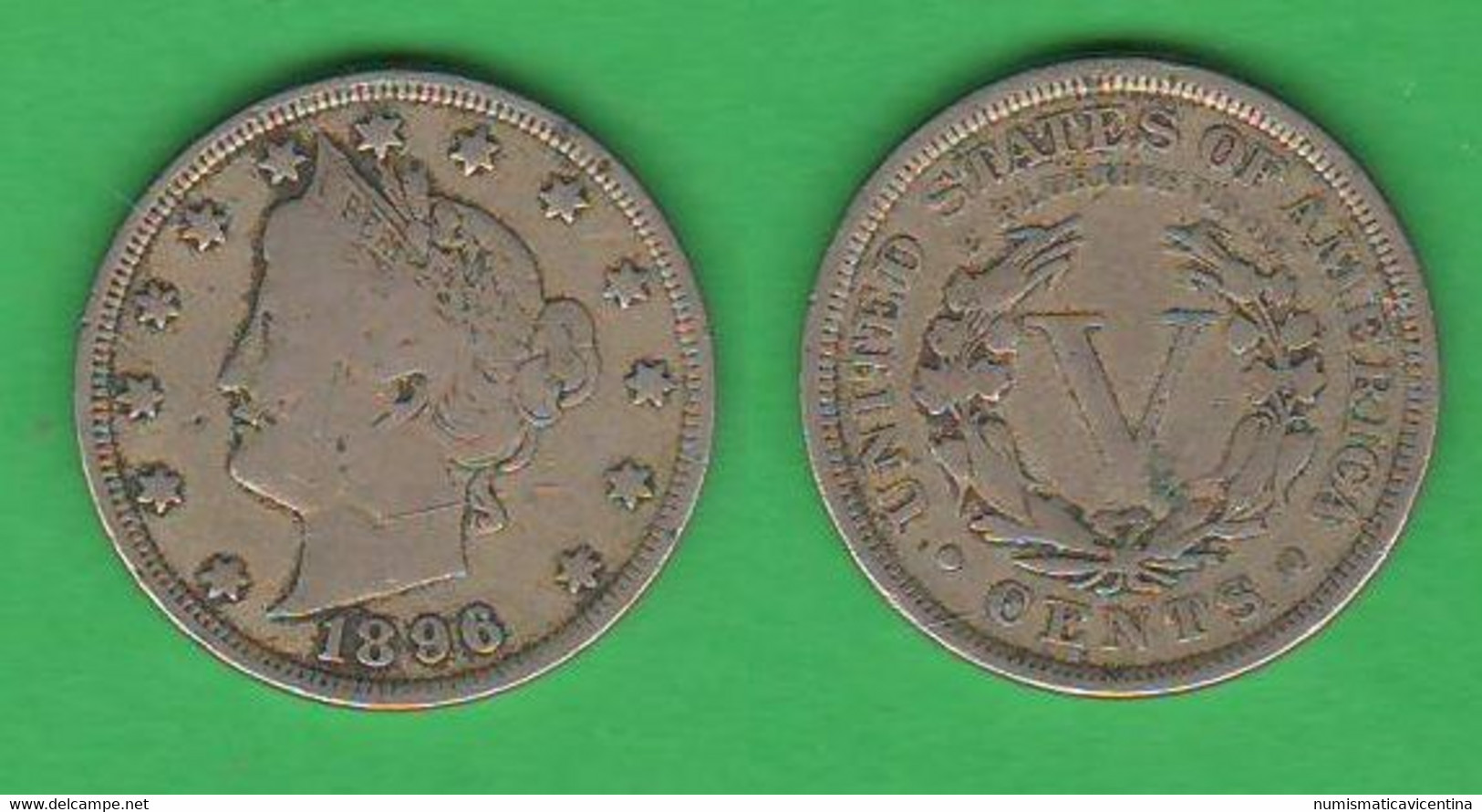 USA Five 5 Centesimi 1896 Coin 5 Cents Liberty - 1883-1913: Liberty (Liberté)