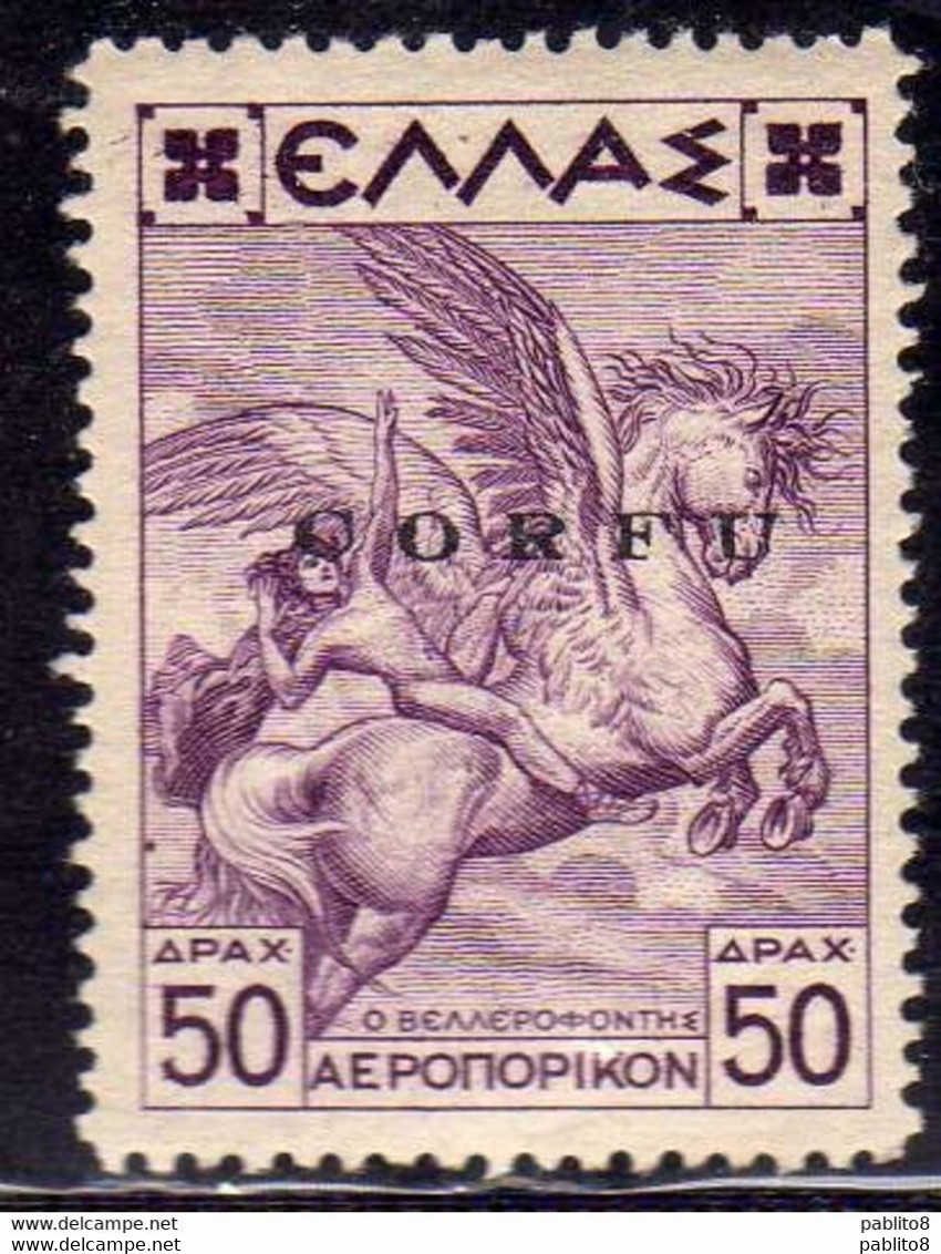 CORFU' 1941 POSTA AEREA SOPRASTAMPATO  DI GRECIA AIR MAIL OVERPRINTED GREECE DRACME 50d MNH FIRMATO SIGNED - Corfu