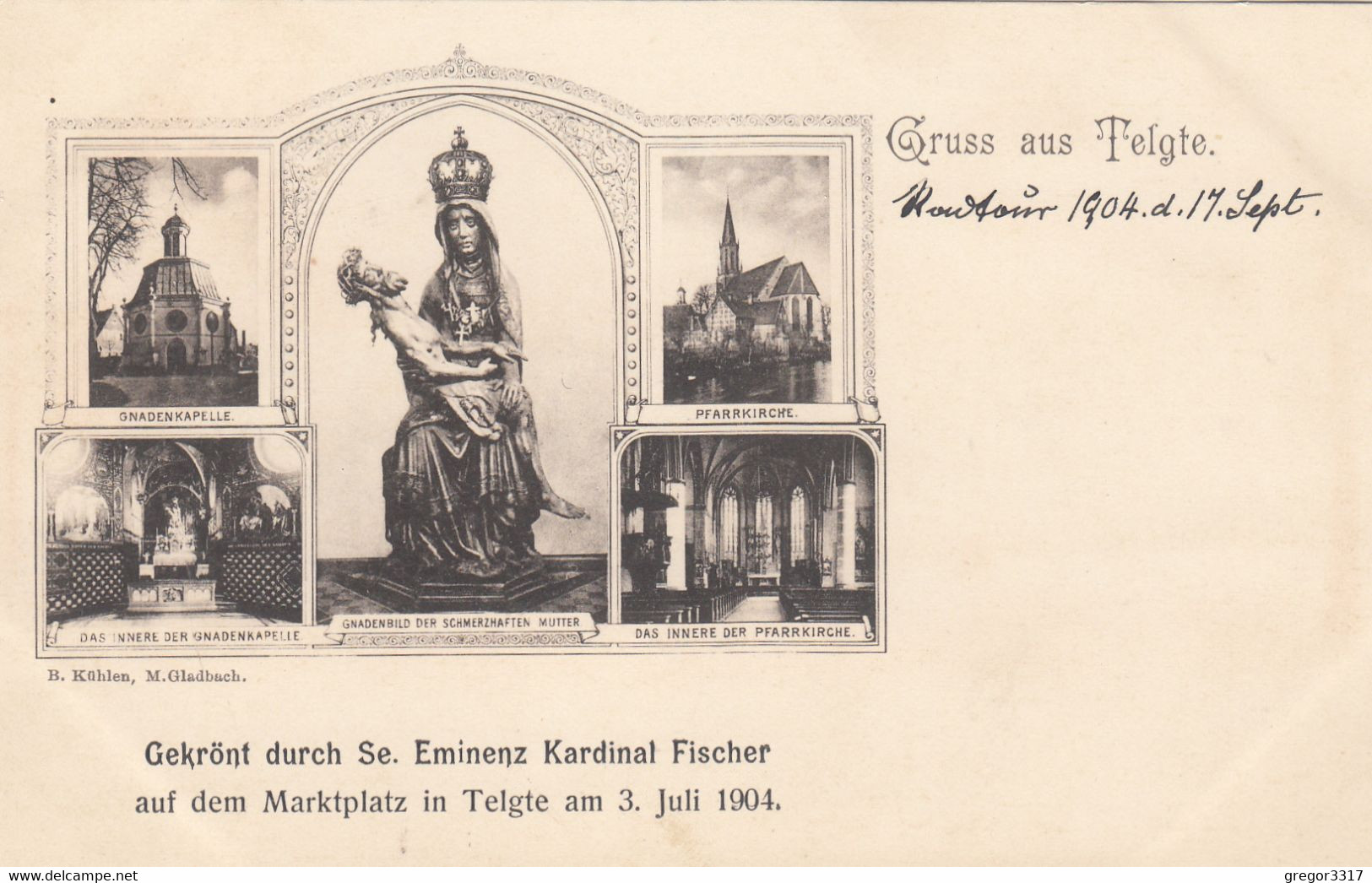 A225) GRUSS Aus TELGTE - Gekrönt Durch Se. Eminenz KARDINAL FISCHER 3. Juli 1904 Kapelle Kirche ALT ! - Telgte